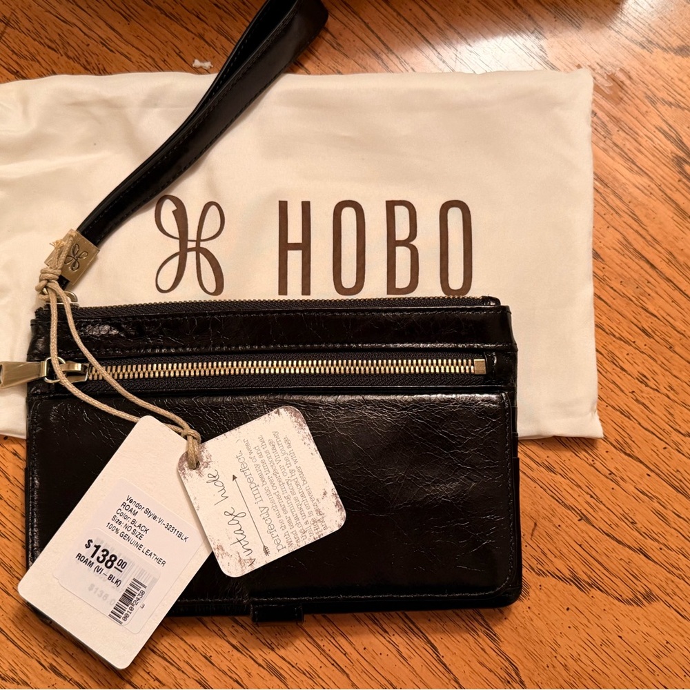 HOBO Black Leather Clutch Wristlet